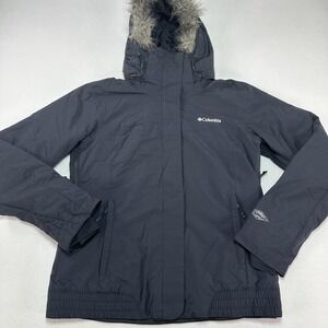 Columbia Jacket Mens Large Gray Omni-Heat Omni-Tech Parka Faux Hood Hike SL4033